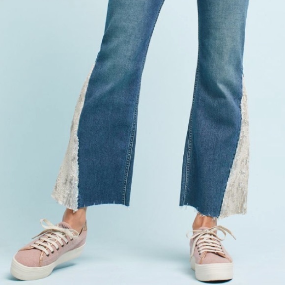 NWT Pilcro Sequined Flare Jeans - Picture 4 of 5